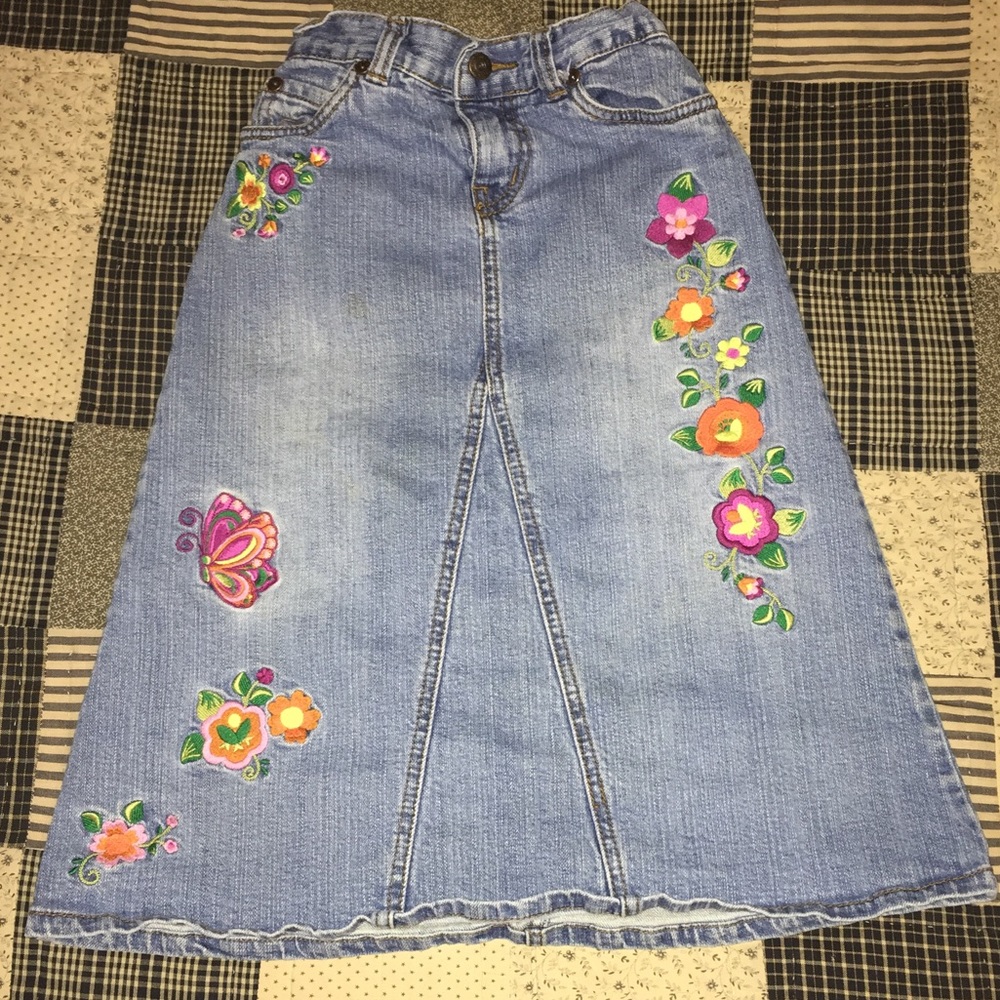 Girls Long Denim Skirt Size 6